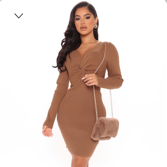Fashion Nova Dresses & Skirts - 🀄️🟫 FASHION NOVA CAMEL 🐪 COLOR SWEATER DRESS